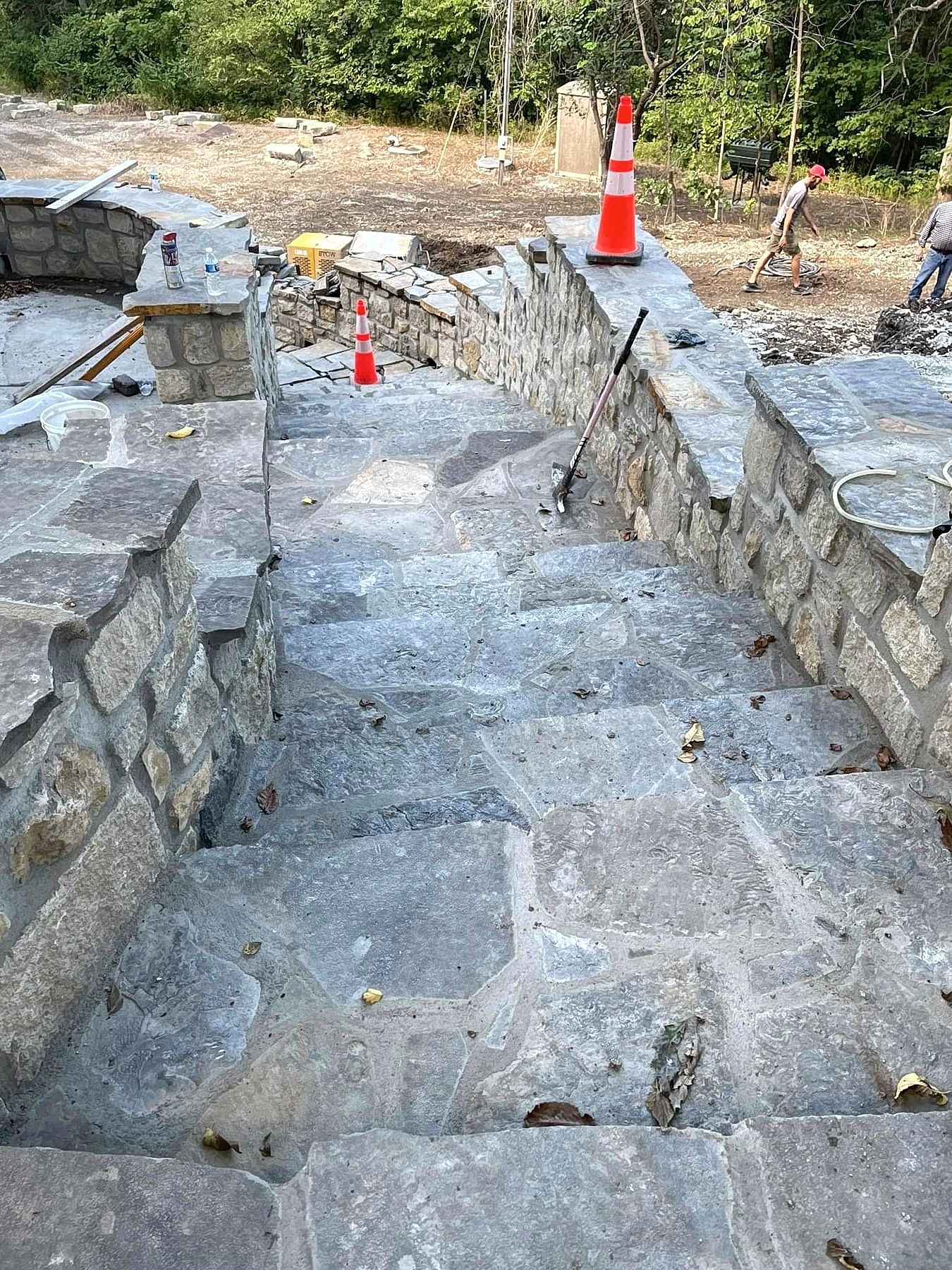 Stone stairs second view Kansas City masonry